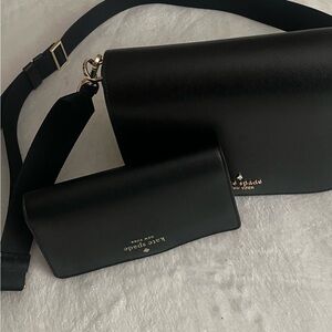 kate spade Black Leather Crossbody with Matching Wallet